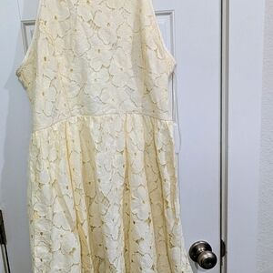 LC Lauren Conrad Cream Lace Midi Dress